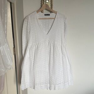 Eyelet Maternity V-Neck Dress 100% cotton